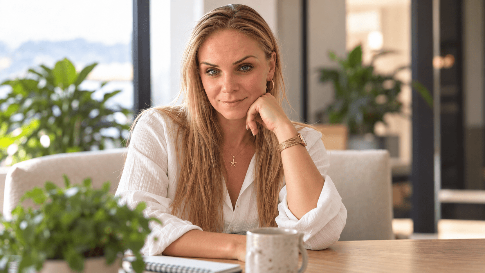 Portrait am Tisch